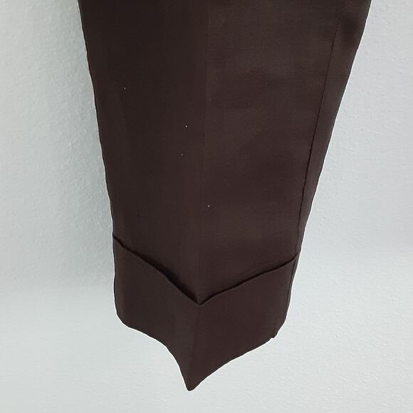 Vintage 80s Pleated Trousers 100% Linen Mocha Brown Pleated Front Womens 14 - Picture 5 of 11